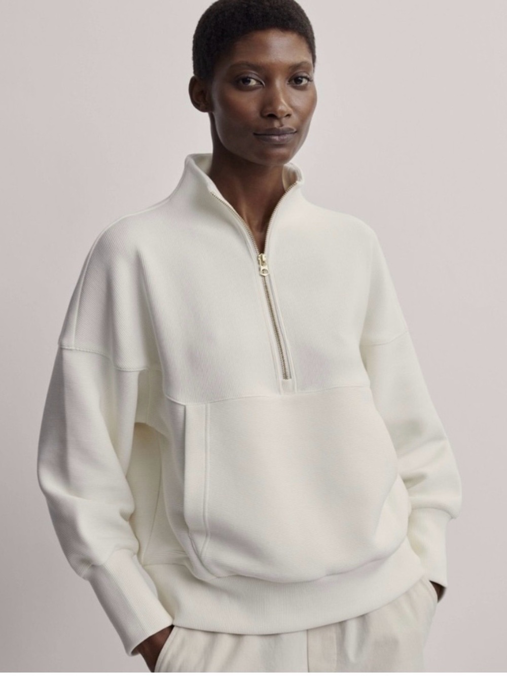 Varley Acadia 1/2 Zip Pullover, Cream, Small